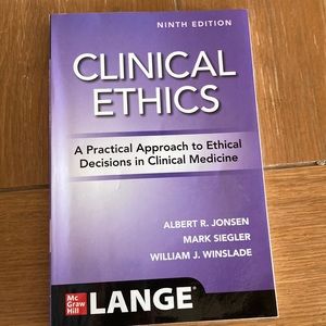 Clinical ethics book McGraw hill Lange jonsen 9th